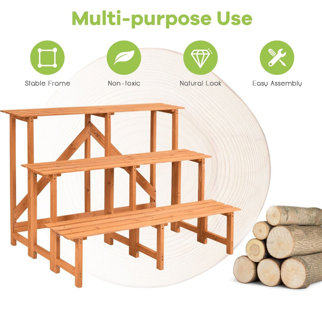 Freestanding Ladder Step Shelf Rack with Strong Weight Capacity for Indoor Outdoor