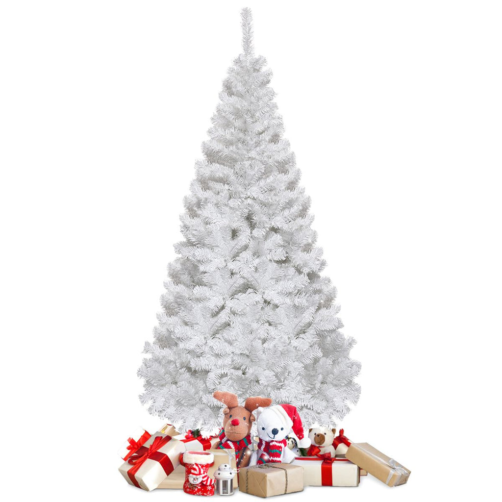 5/6/7/8 Feet White Artificial Christmas Tree with Metal Stand