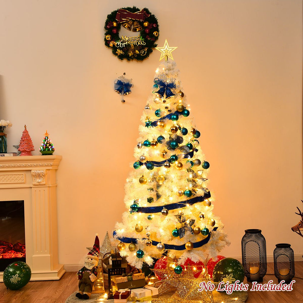 5/6/7/8 Feet White Artificial Christmas Tree with Metal Stand