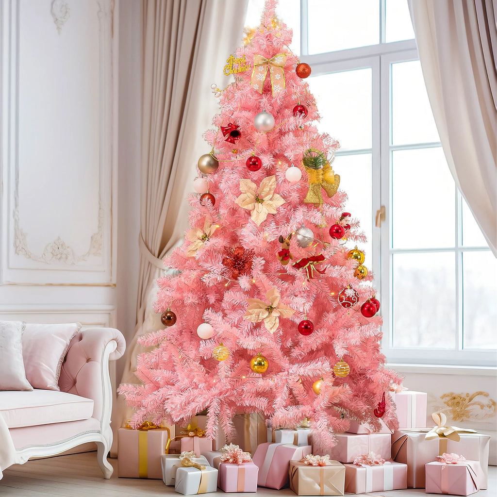 Christmas Tree 6Ft, Pink Artificial Christmas Tree with 800 Tips Xmas 180CM Tree for Holiday Decorations