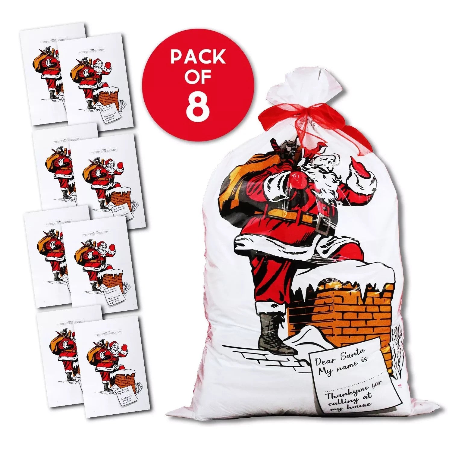 8 X Giant Santa Sacks Father Christmas Large Xmas Gift Present Bag 76Cm X 51Cm
