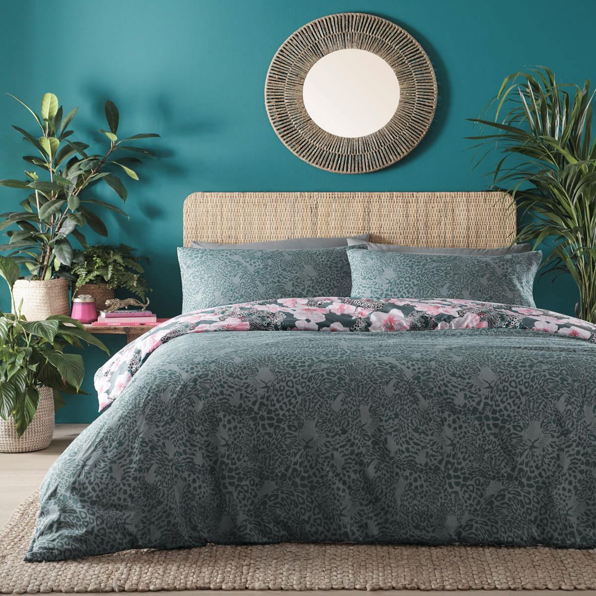 Duvet Set Jungle Leopard Cats Tropical Flower Quilt Cover Bedding CLEARANCE