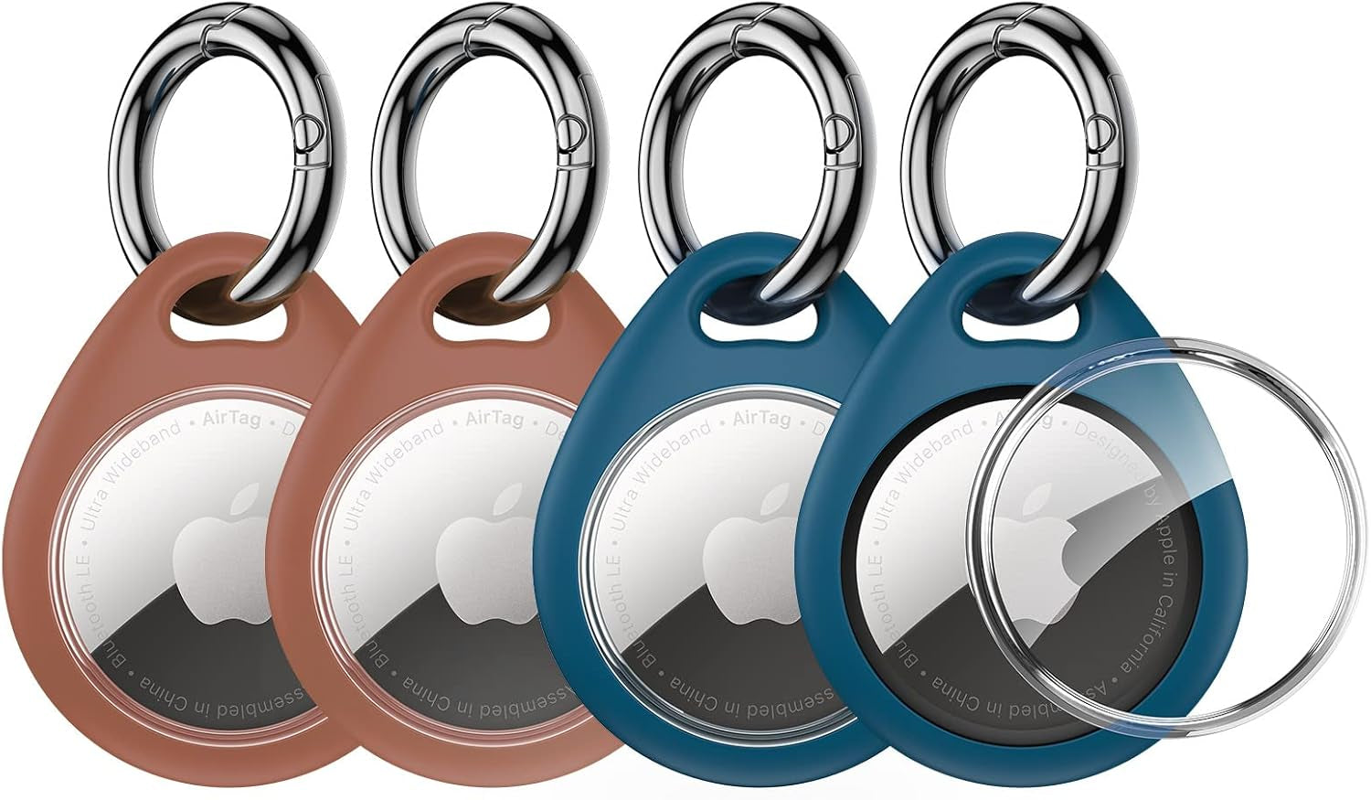 Unbreakcable 360° Protective Case for Airtag, [4-Pack] Airtags Keyring Holder, Scratch-Resistant, Lock Design, Keychain for Airtag, TPU Full Cover Case for Key, Bag, Luggage, Pet Collar (Black&Blue)