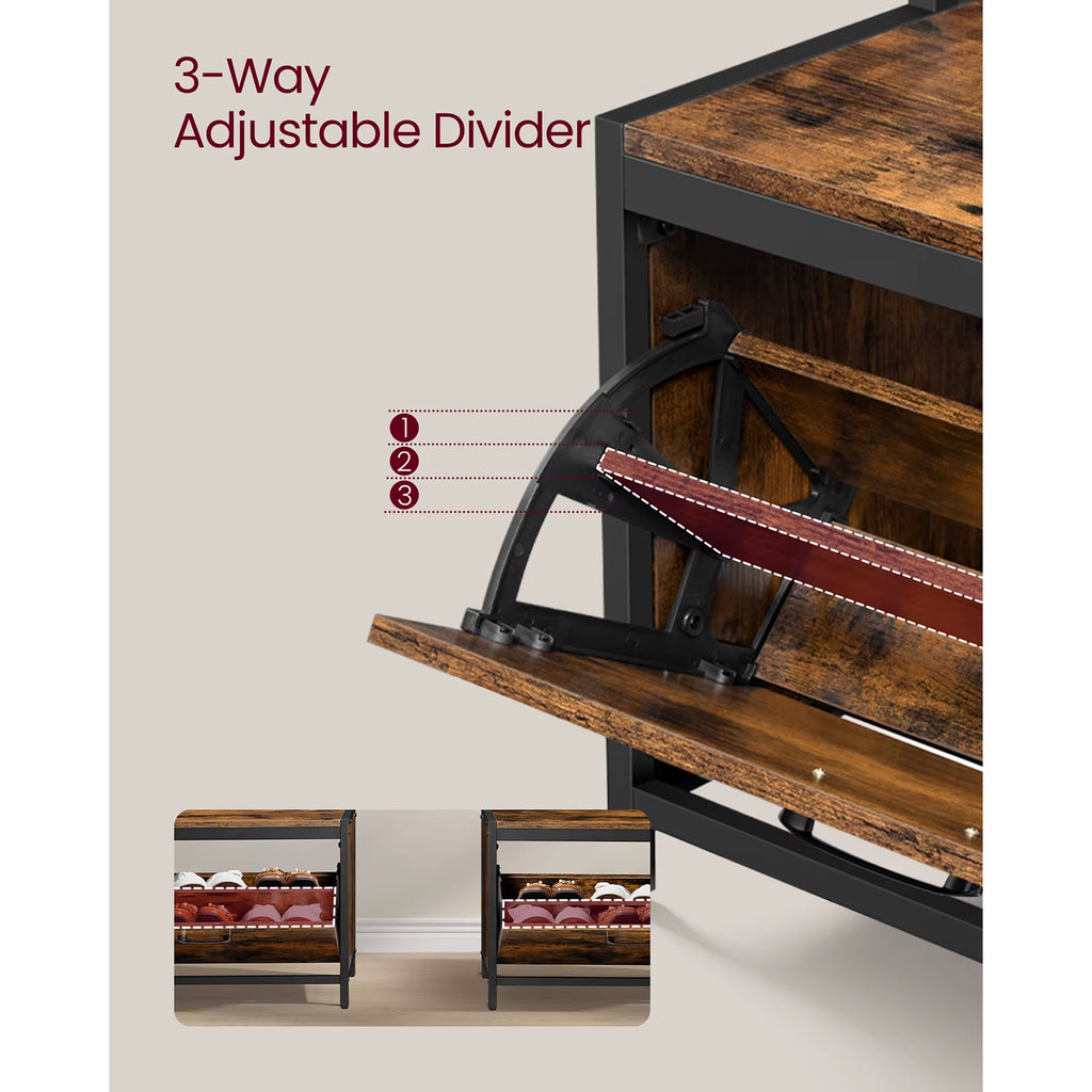 Coat Rack with Shoe Storage, Hall Tree with Bench, 7 Hooks and Top Shelf, for Hallway, Bedroom, Industrial Style