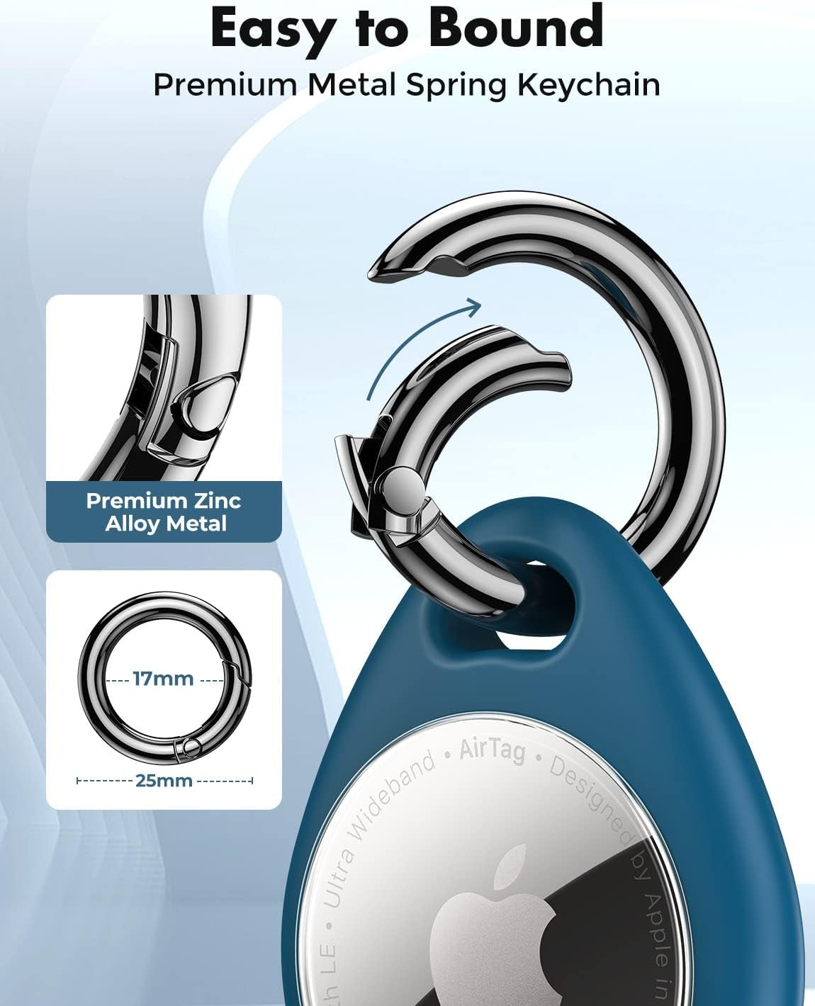 Unbreakcable 360° Protective Case for Airtag, [4-Pack] Airtags Keyring Holder, Scratch-Resistant, Lock Design, Keychain for Airtag, TPU Full Cover Case for Key, Bag, Luggage, Pet Collar (Black&Blue)