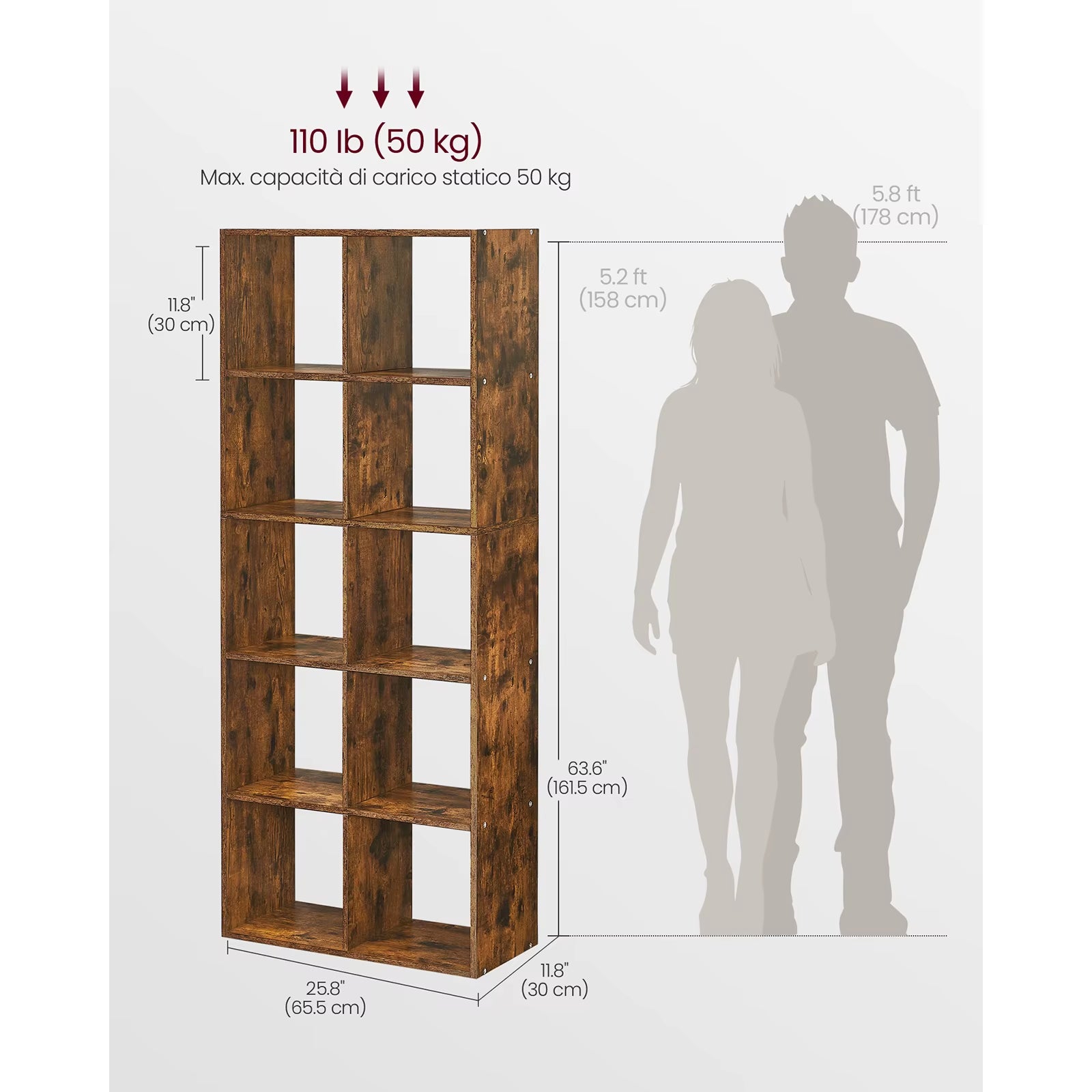 Bookcase, 10 Cube Storage Unit, Bookshelf for Living Room, Study, Office, Bedroom, Room Divider Shelving Unit