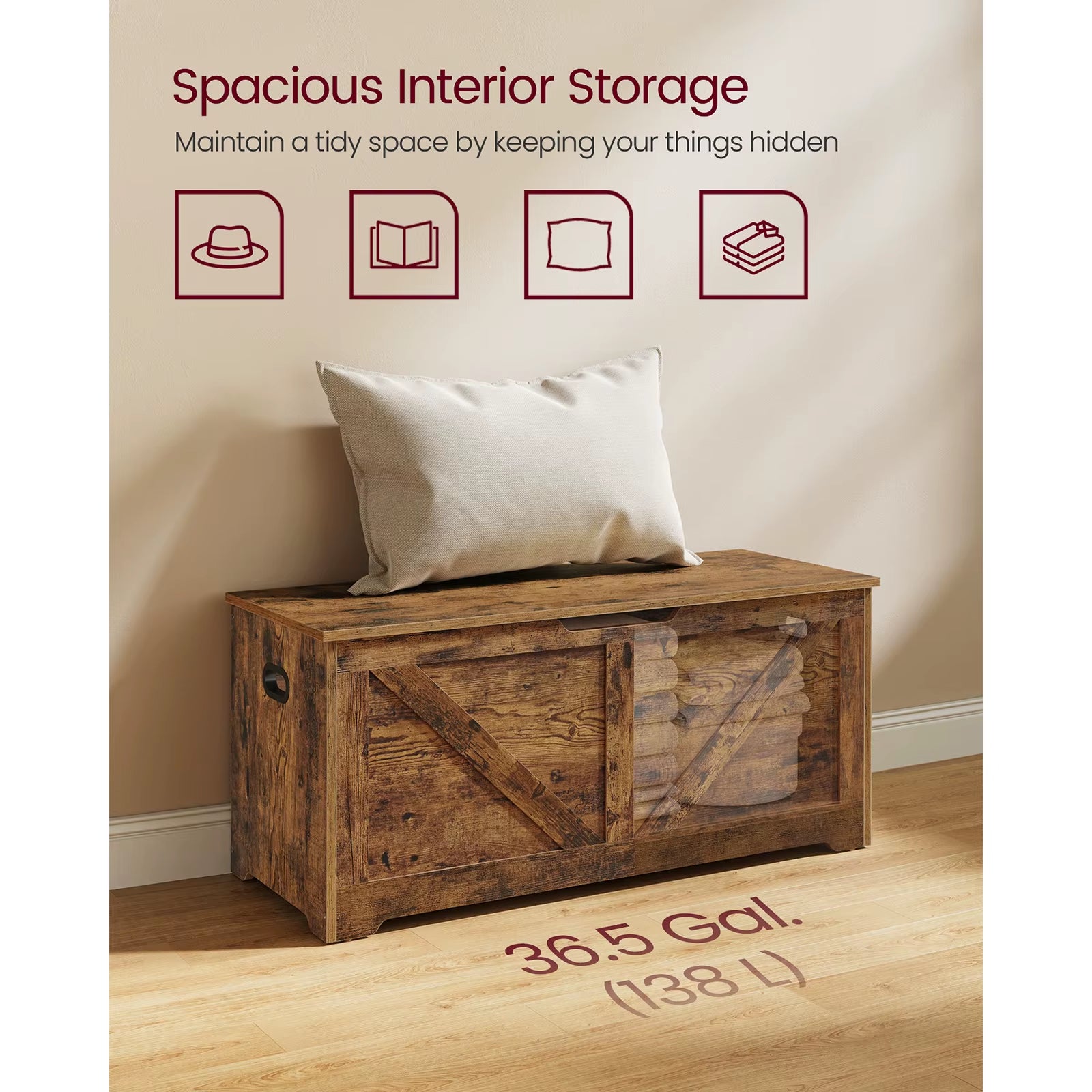 Storage Chest, Storage Bench, Blanket Box with 2 Safety Hinges, Shoe Storage Bench, for Bedroom, Living Room