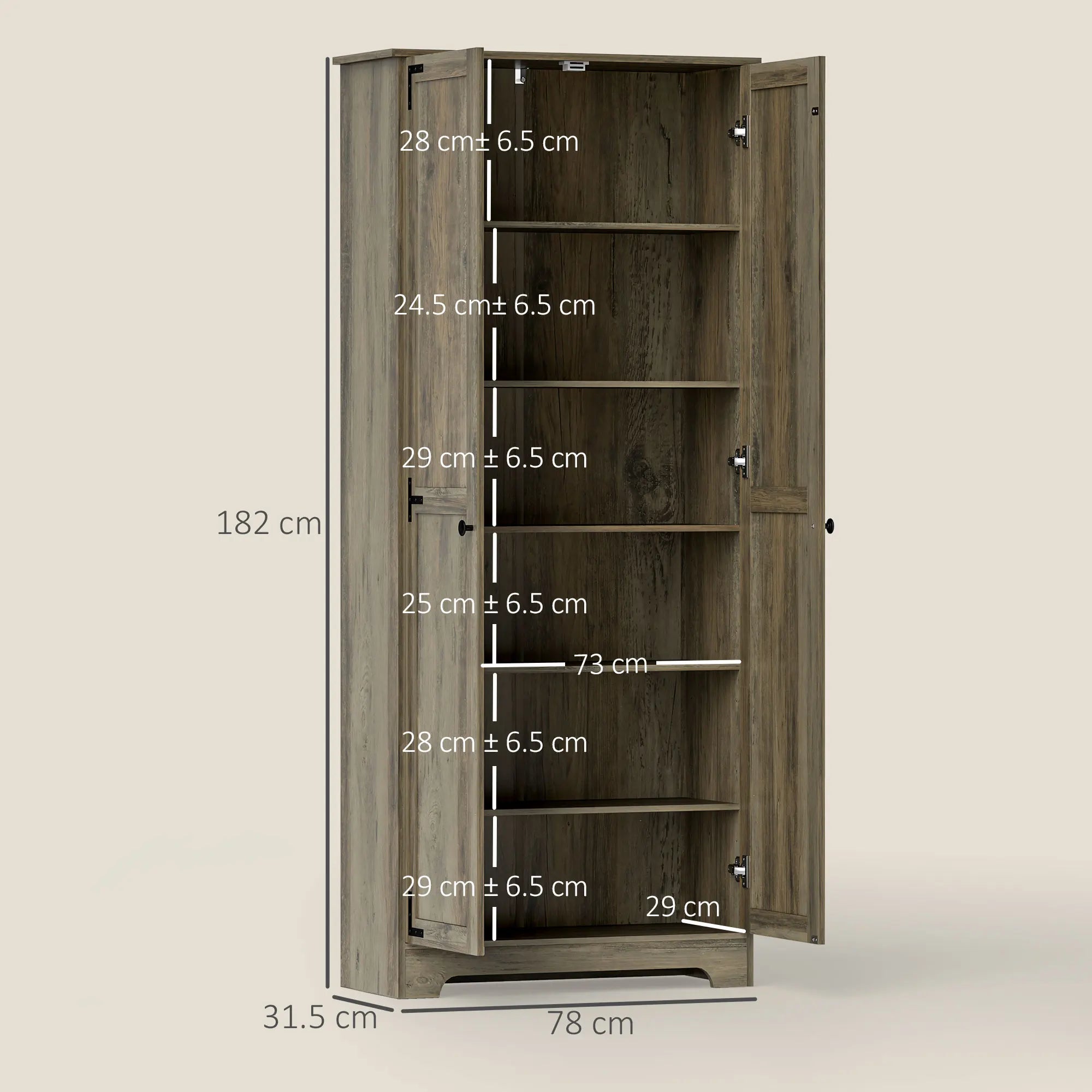 Farmhouse Kitchen Cupboard, Kitchen Cabinet, Grey Wood-Effect