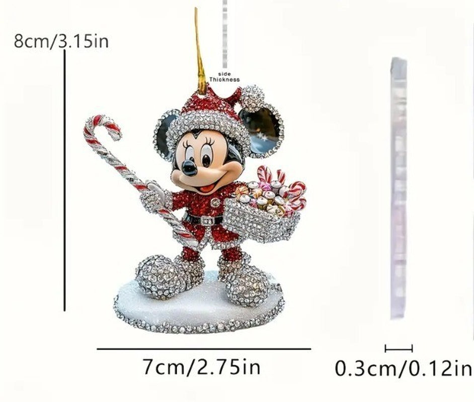 2D Acrylic Christmas Hanging Decoration - Mickey & Candy Cane - New