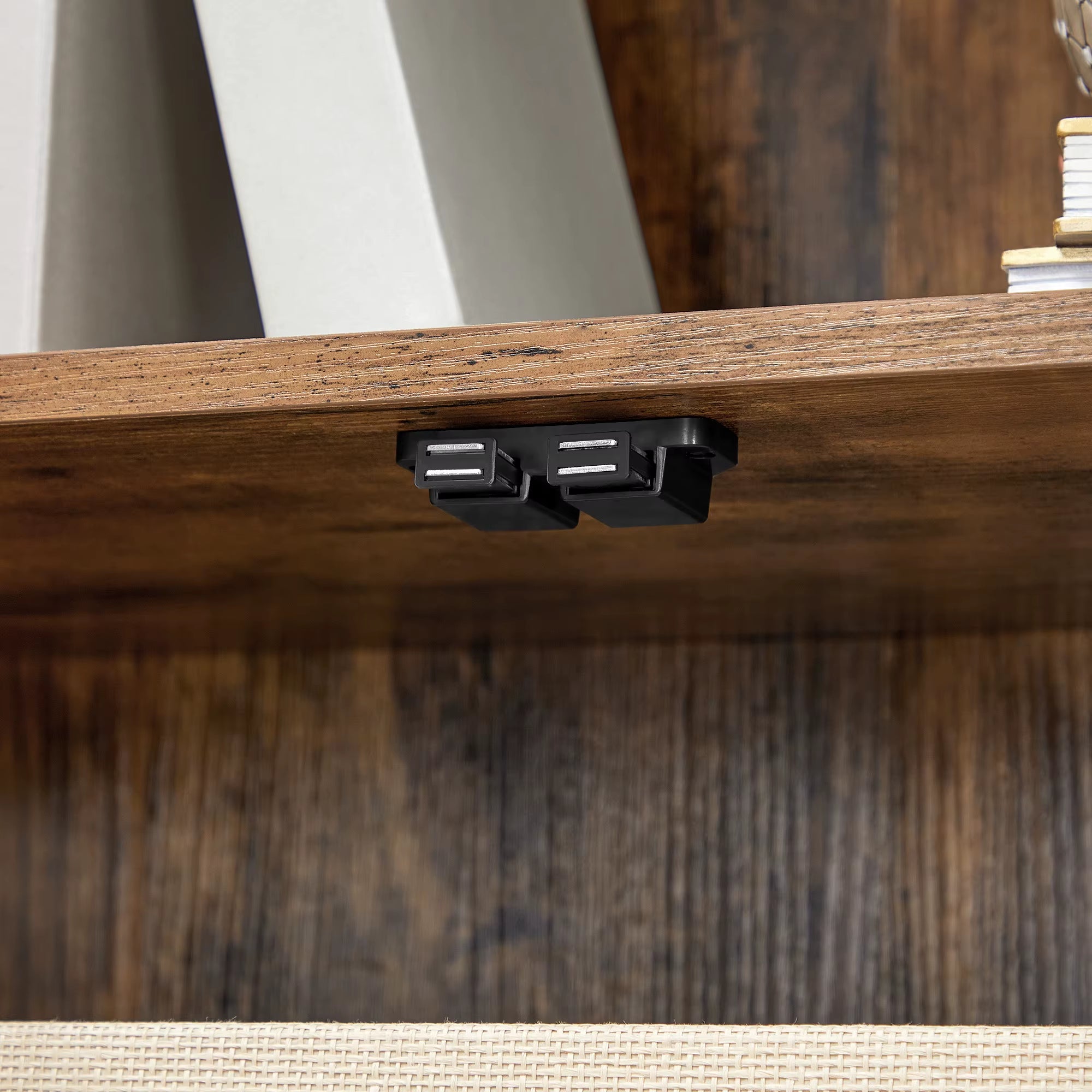 Rustic Bookcase 3 Tier Storage Shelf with Doors for Books, Photos, Decorations in Living Room, Office, Bookcase