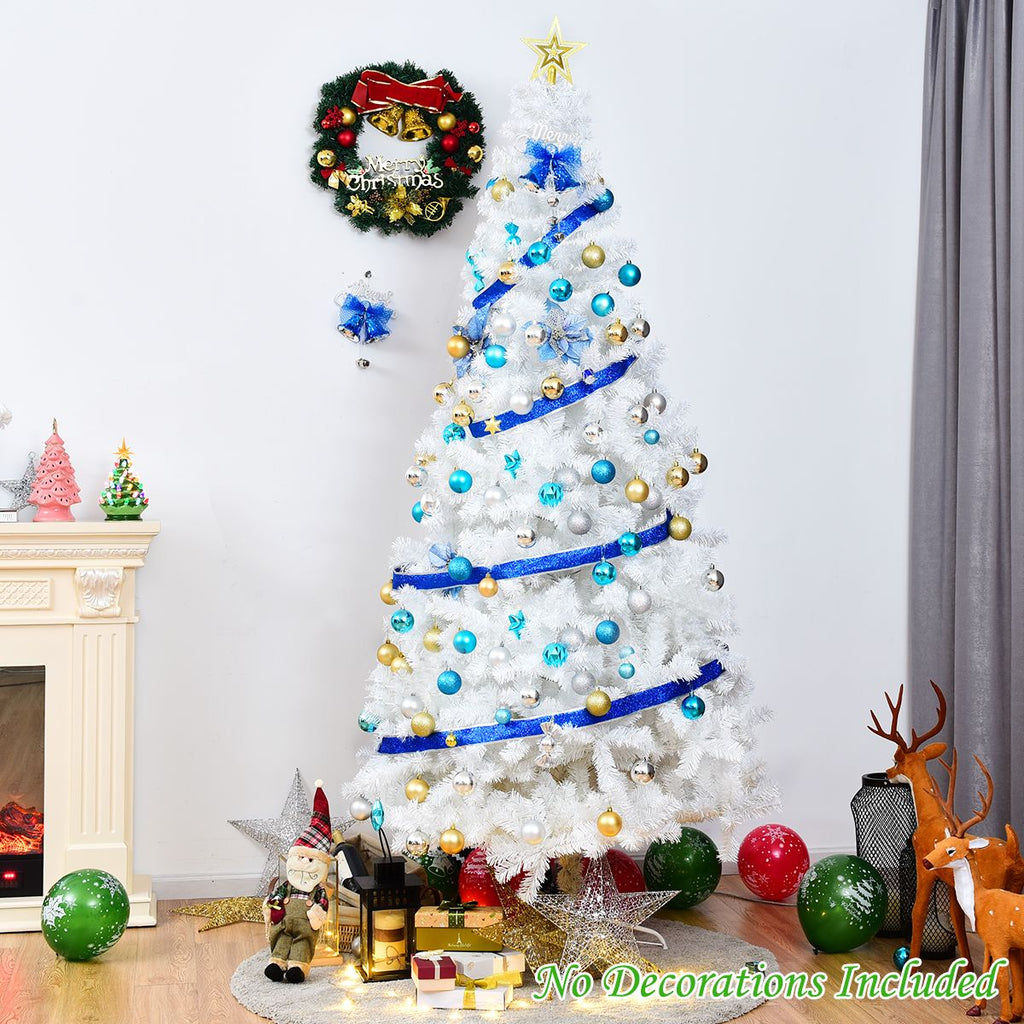5/6/7/8 Feet White Artificial Christmas Tree with Metal Stand