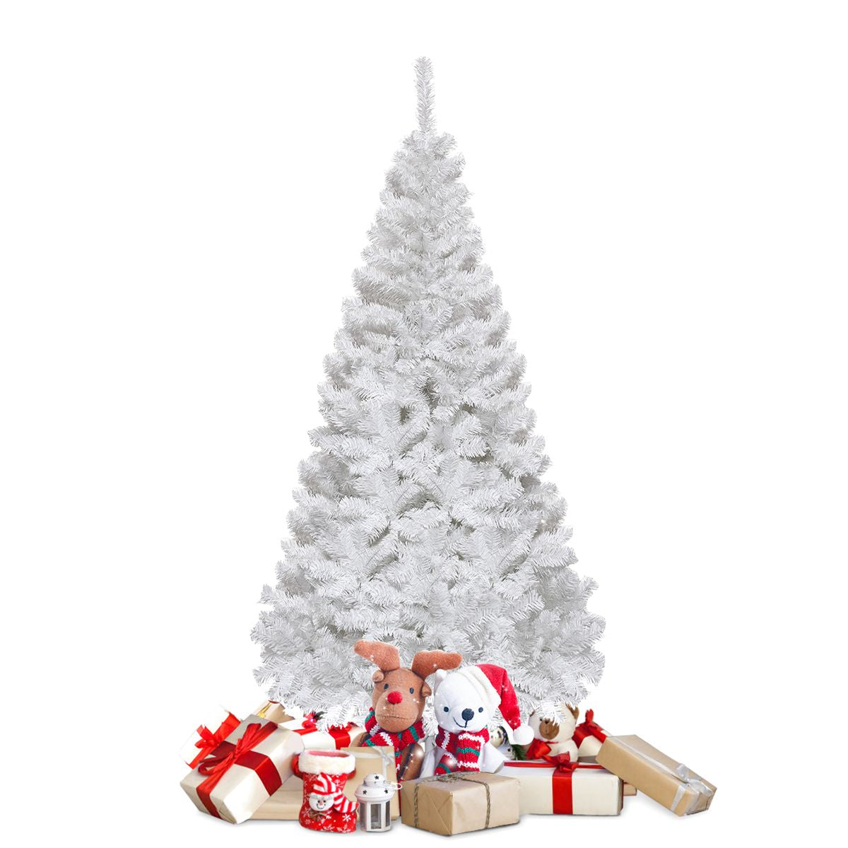 5/6/7/8 Feet White Artificial Christmas Tree with Metal Stand