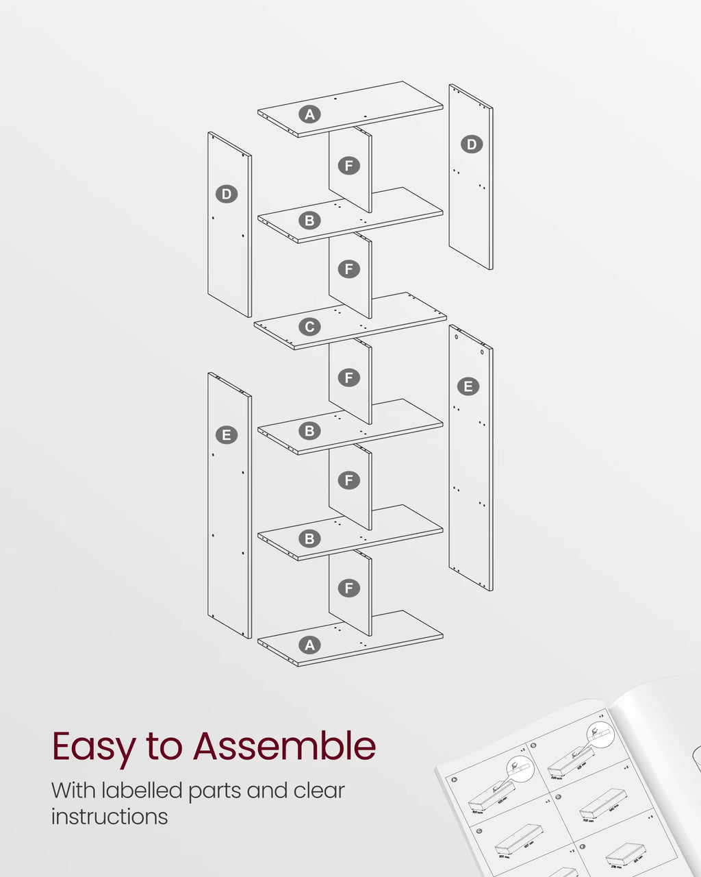 Bookcase, 10 Cube Storage Unit, Bookshelf for Living Room, Study, Office, Bedroom, Room Divider Shelving Unit