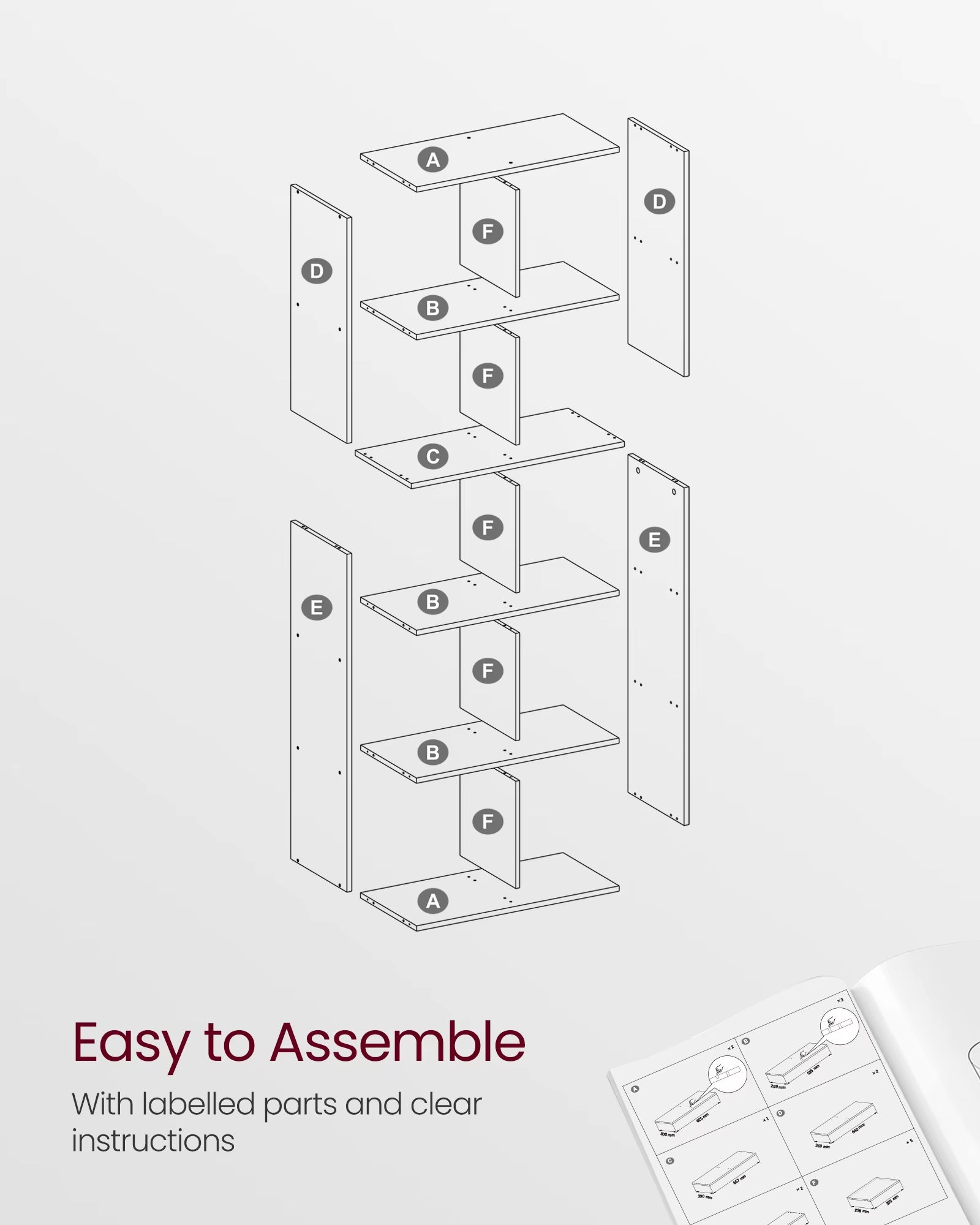Bookcase, 10 Cube Storage Unit, Bookshelf for Living Room, Study, Office, Bedroom, Room Divider Shelving Unit