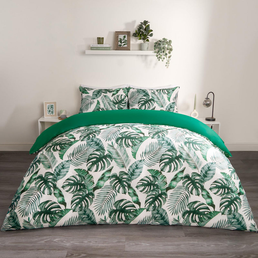 Tropical Duvet Cover Set Pillowcase Soft Leaf Bedding Quilt Single Double King