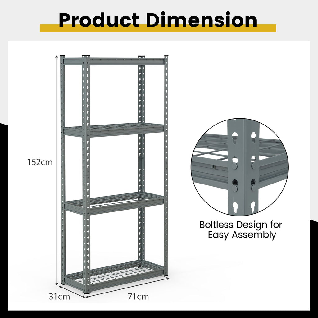 4-Tier Garage Metal Storage Shelves Utility Storage Rack Organizer