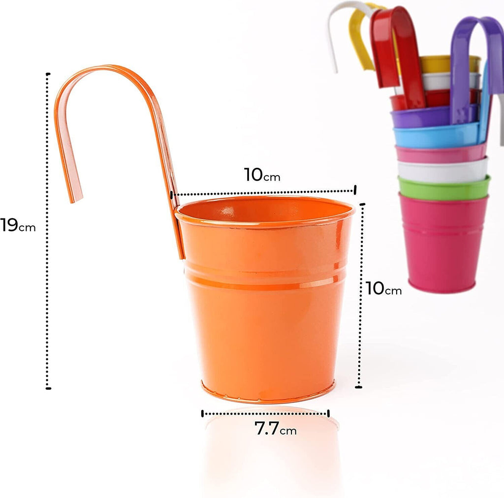 Hanging Metal Flower Pot 10 Pack Bucket Hanging Home Garden Plant and Home Decor