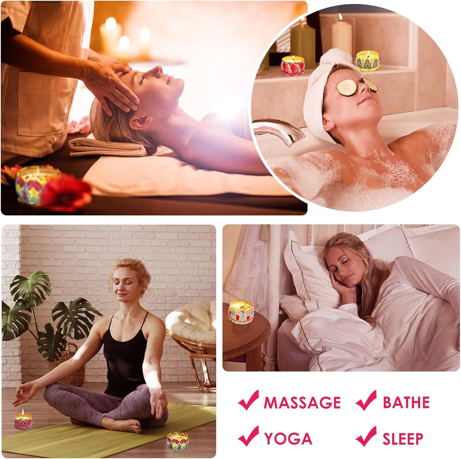 Scented Candles Gifts for Women, Pack of 6 Natural Aromatherapy Candles Set, Candles Gifts for Women, Portable Travel Tin Candles for Stress Relief and Relaxation of the Body for Women Gift