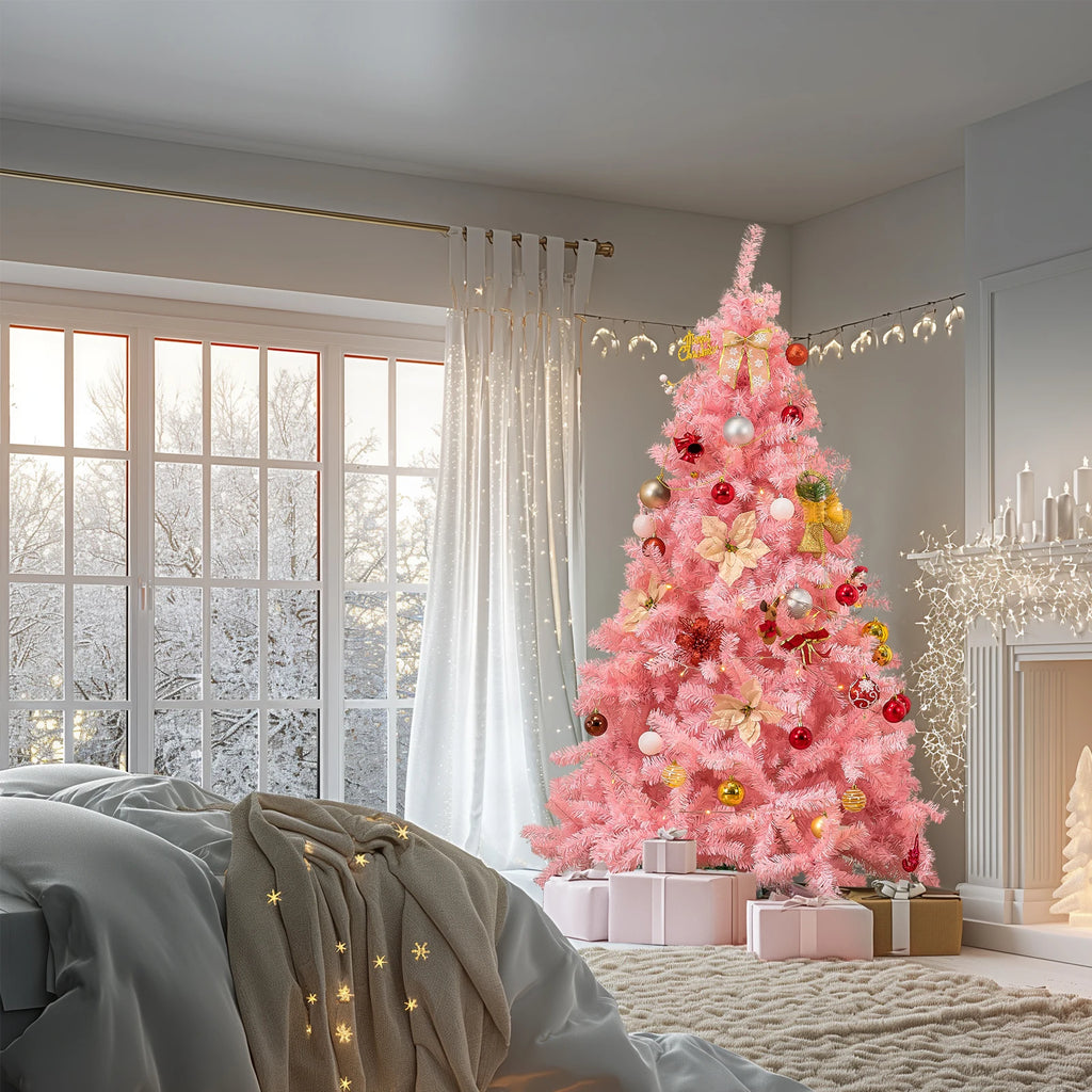 Christmas Tree 6Ft, Pink Artificial Christmas Tree with 800 Tips Xmas 180CM Tree for Holiday Decorations