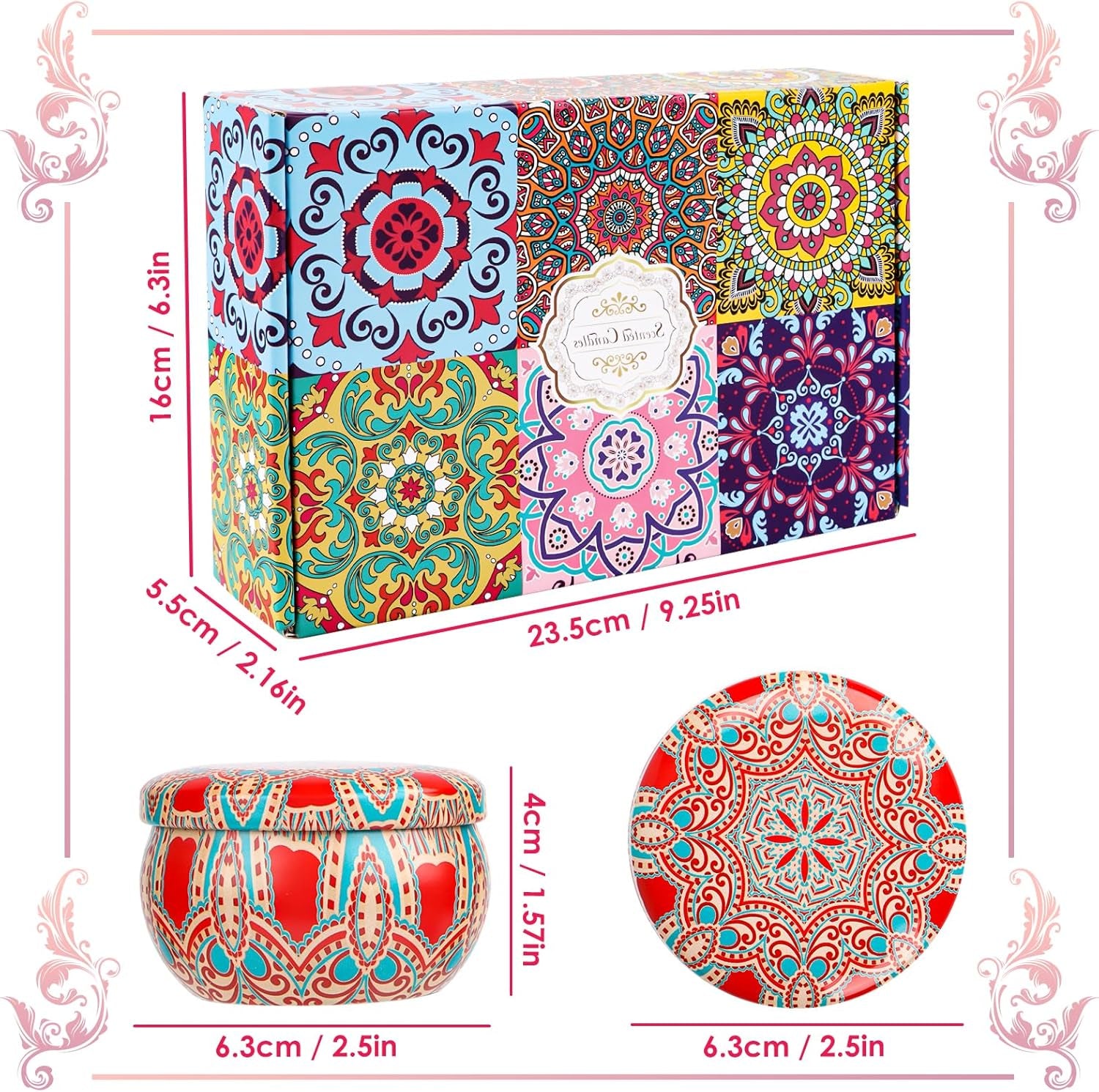 Scented Candles Gifts for Women, Pack of 6 Natural Aromatherapy Candles Set, Candles Gifts for Women, Portable Travel Tin Candles for Stress Relief and Relaxation of the Body for Women Gift