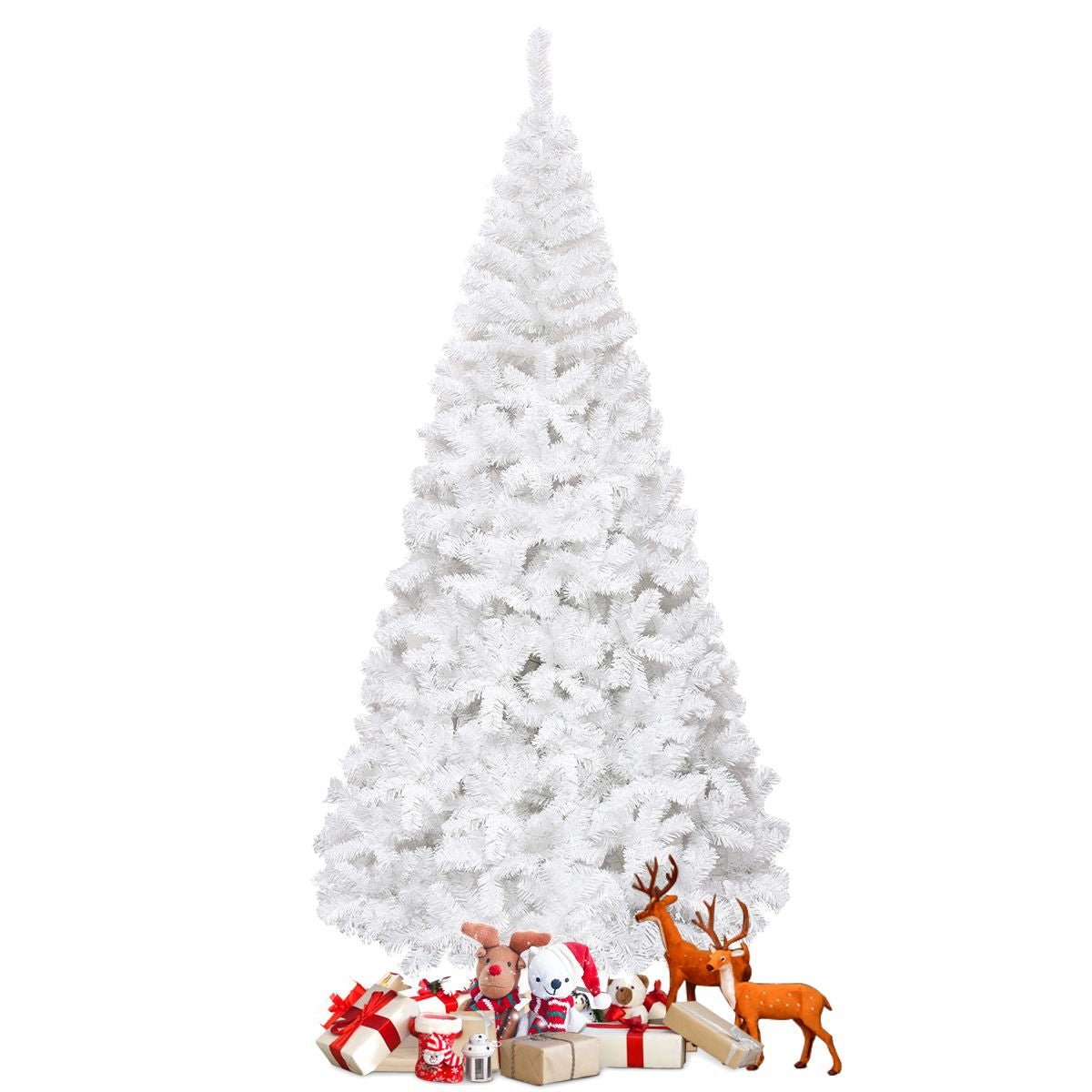5/6/7/8 Feet White Artificial Christmas Tree with Metal Stand
