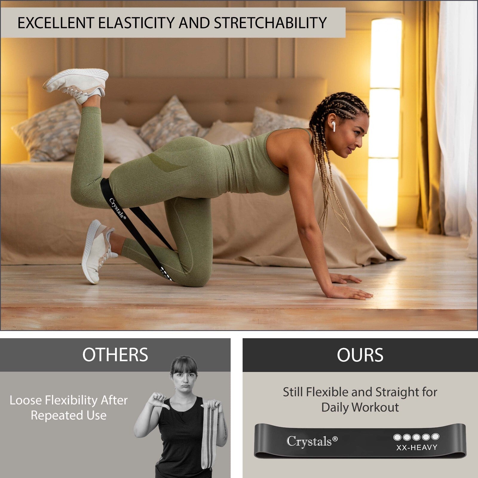 Resistance Bands Exercise Sports Loop Fitness Home Gym Yoga Latex - Set of 5