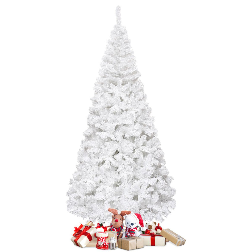 5/6/7/8 Feet White Artificial Christmas Tree with Metal Stand