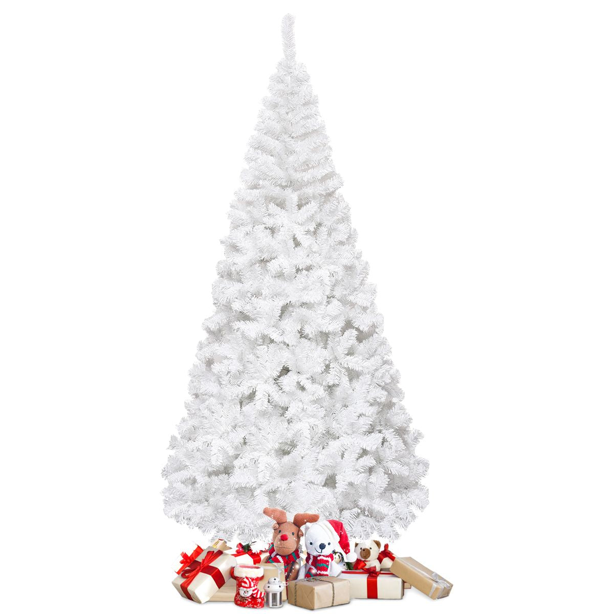 5/6/7/8 Feet White Artificial Christmas Tree with Metal Stand