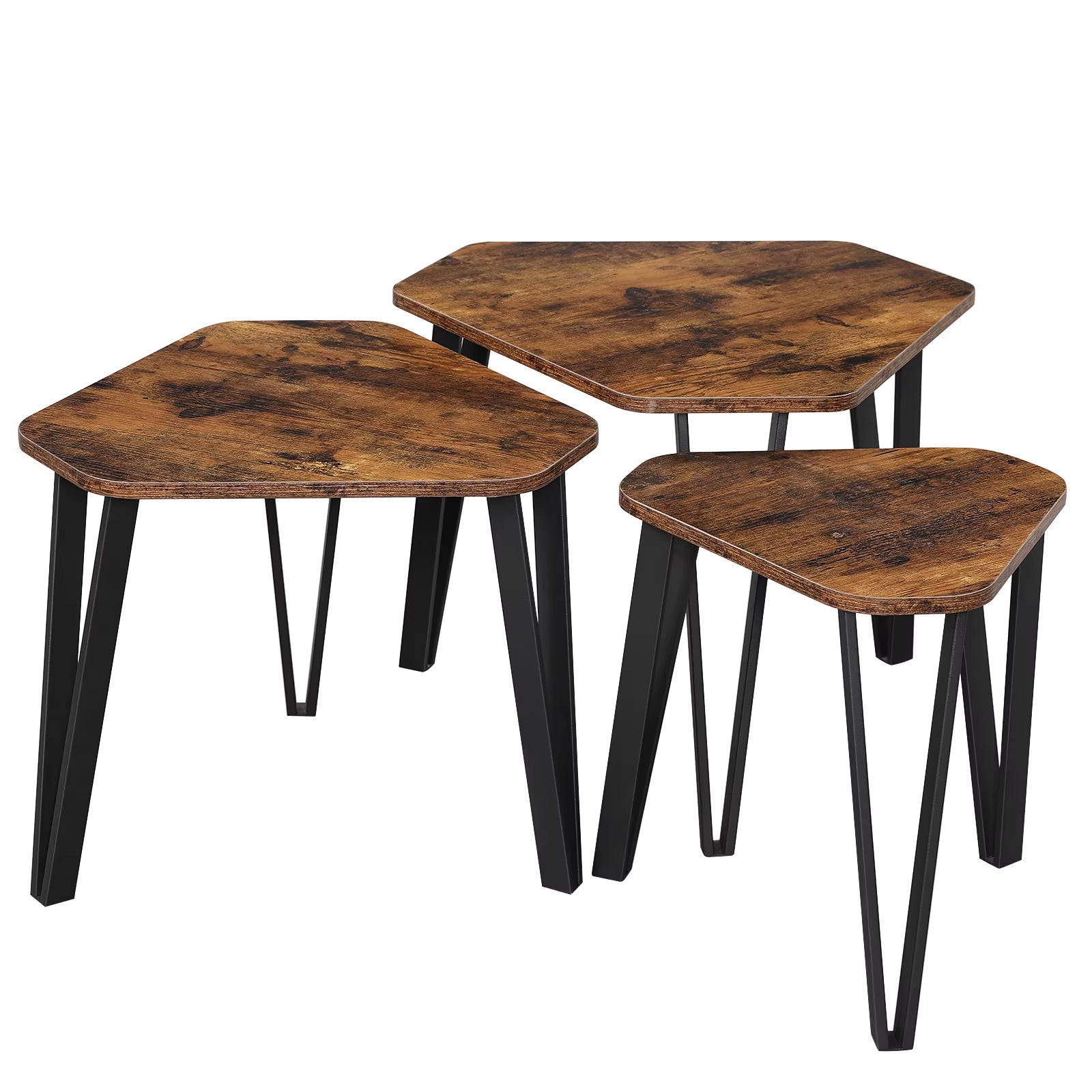 Nesting Coffee Table, Set of 3 End Tables for Living Room, Stacking Side Tables, Sturdy and Easy Assembly