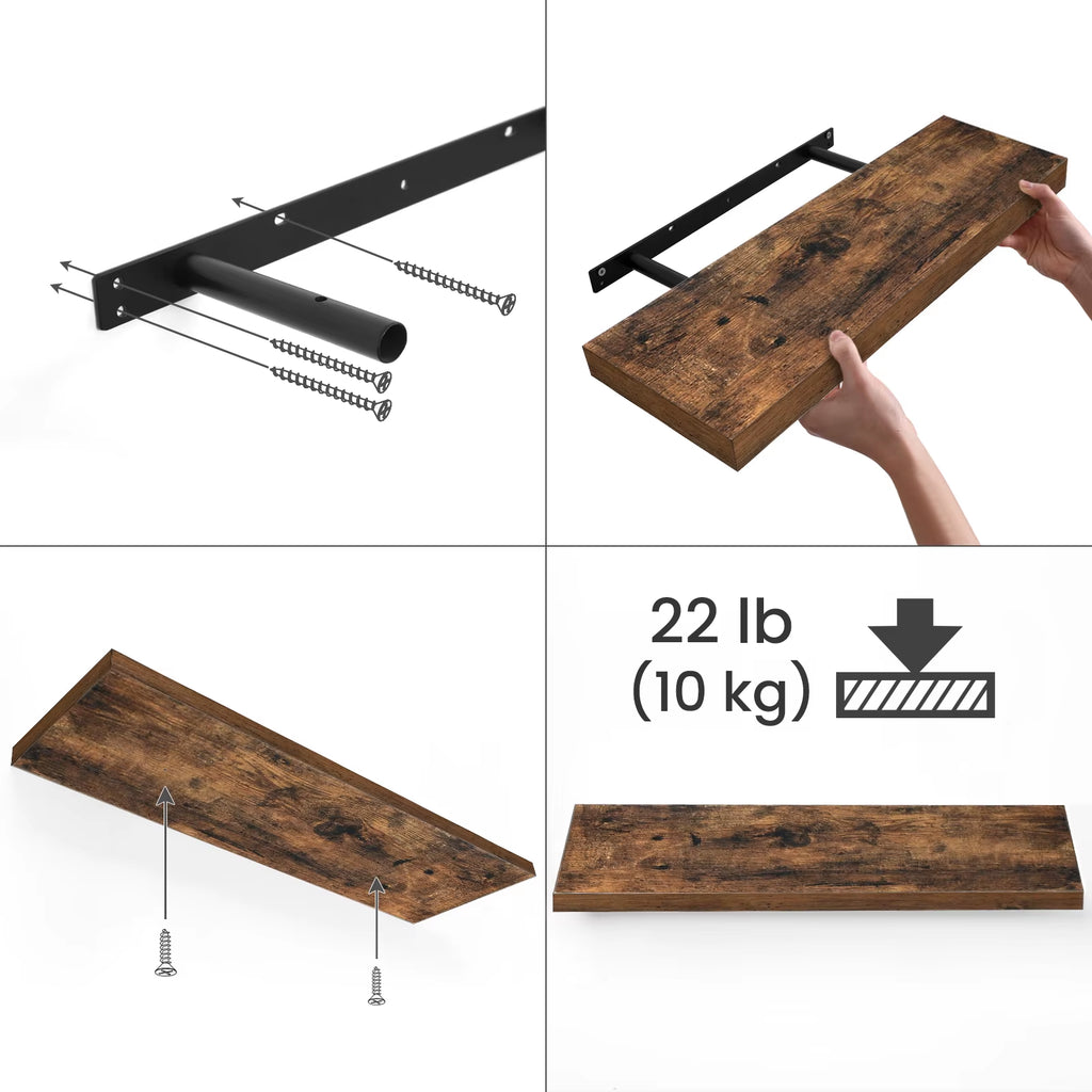 Wall Shelf, Floating Shelf, 20 X 60 X 3.8Cm, Hanging Shelf for Photo Frames, Decoration, Storage for Living Room, Office