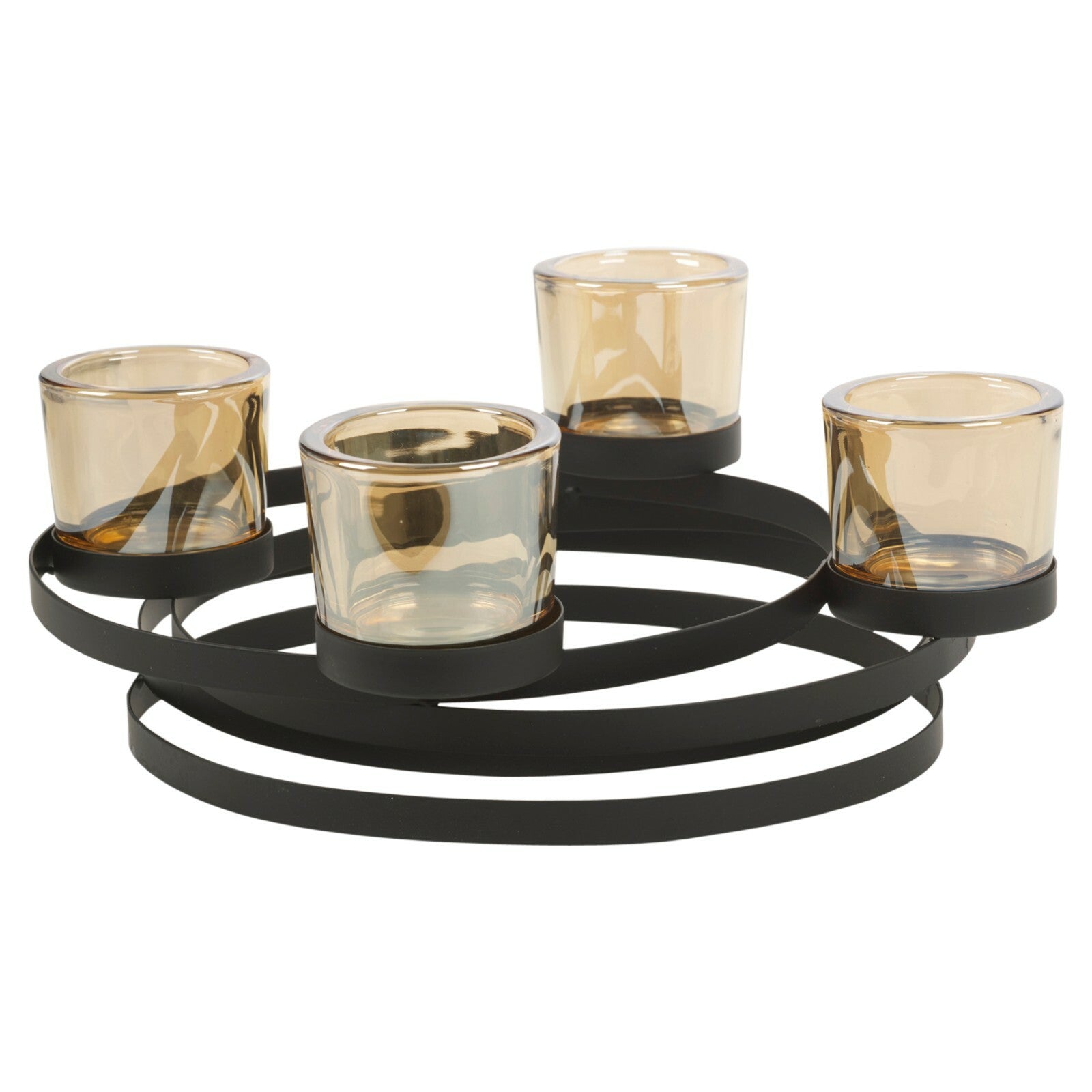 Round Black Metal 4 Tealights Candles Holder Centerpiece Table Home D?Cor Xmas