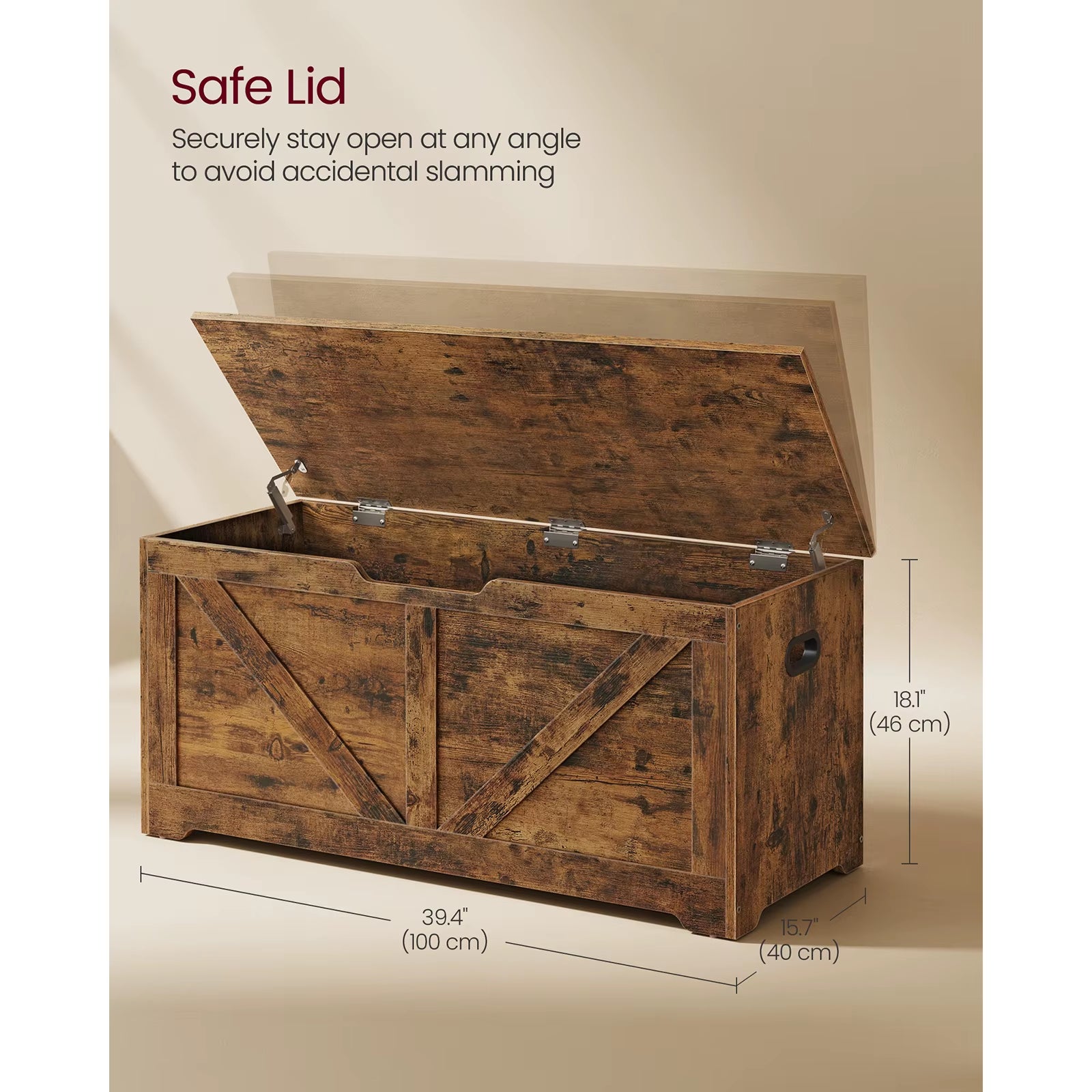 Storage Chest, Storage Bench, Blanket Box with 2 Safety Hinges, Shoe Storage Bench, for Bedroom, Living Room