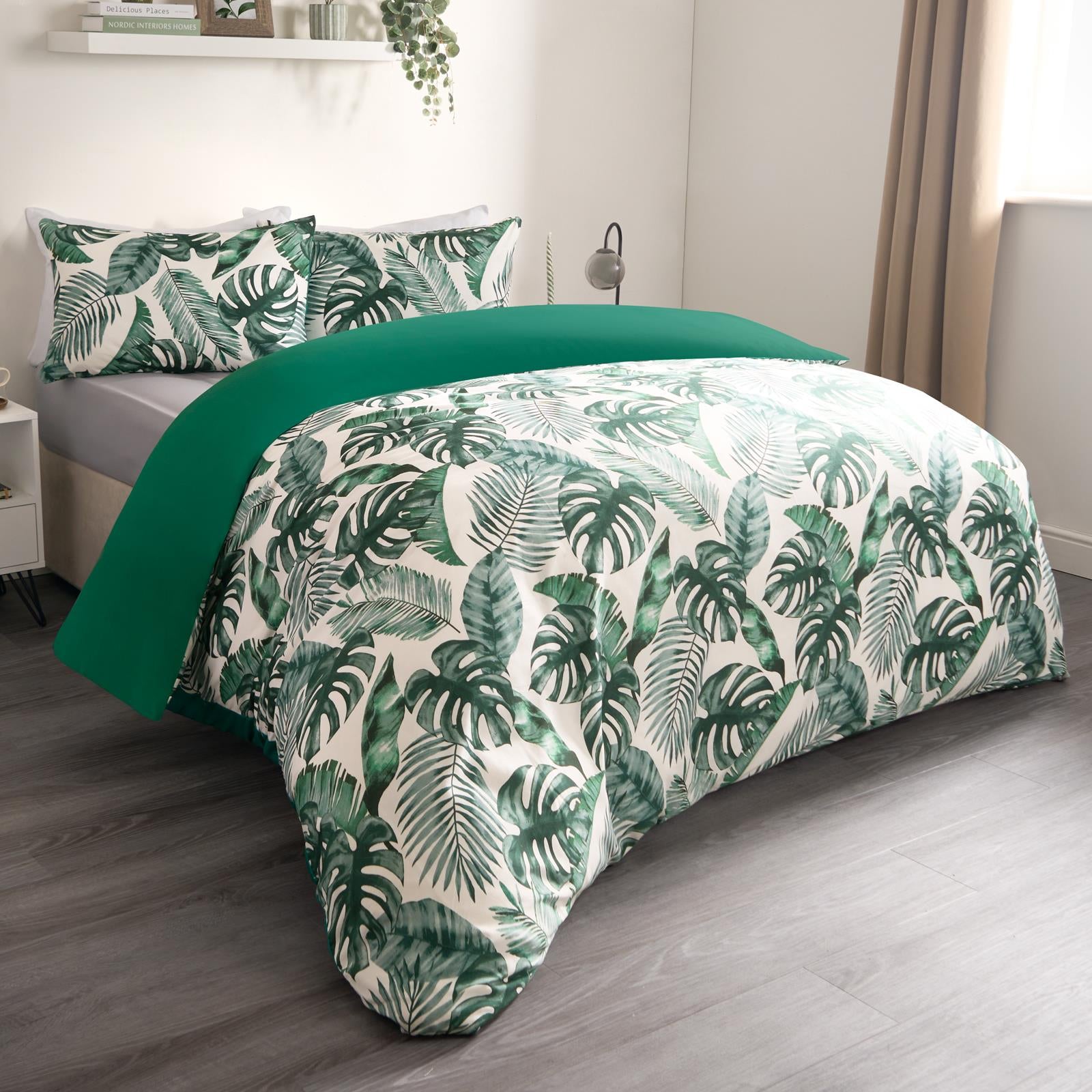 Tropical Duvet Cover Set Pillowcase Soft Leaf Bedding Quilt Single Double King