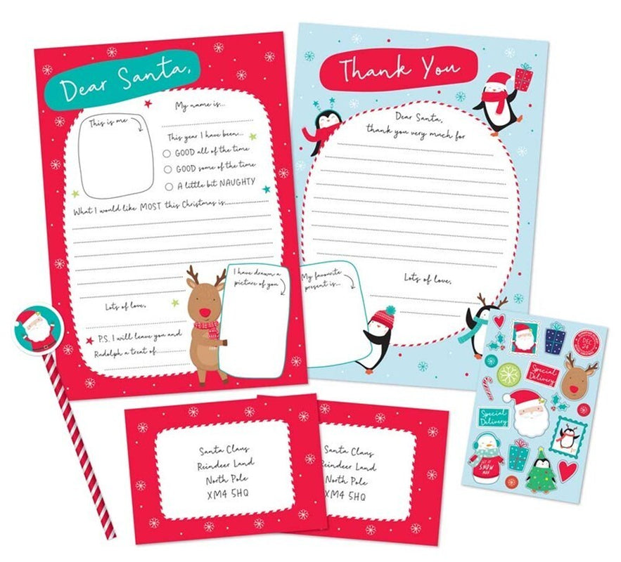 Letter to Santa Christmas Wishlist, Thank You Reply, Envelopes, Pencil, Stickers