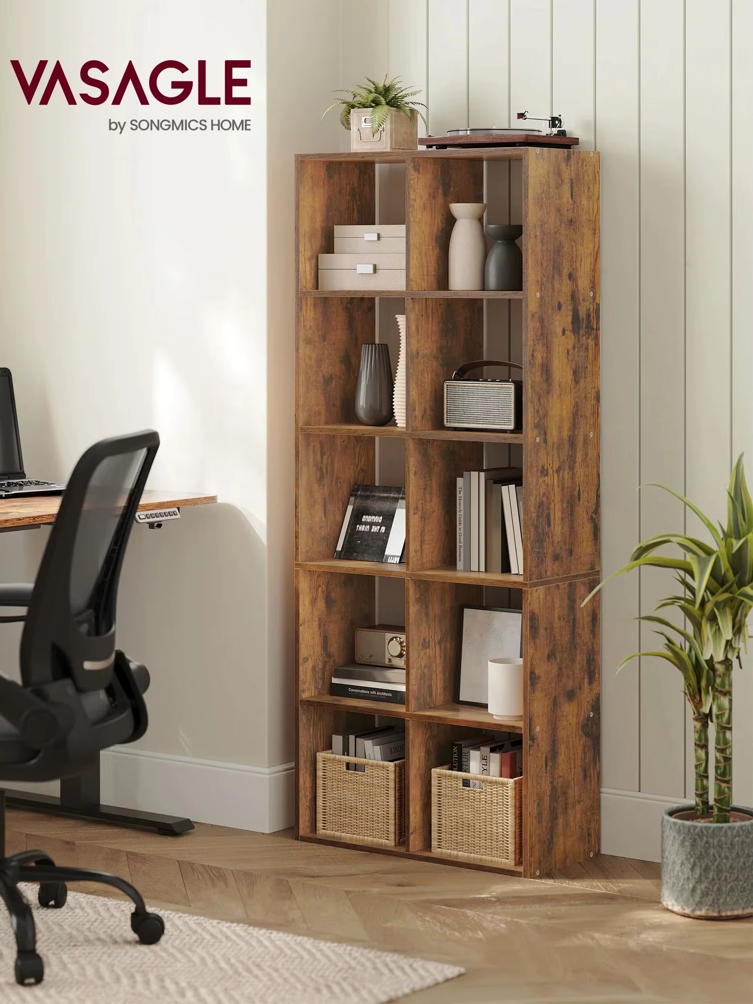 Bookcase, 10 Cube Storage Unit, Bookshelf for Living Room, Study, Office, Bedroom, Room Divider Shelving Unit