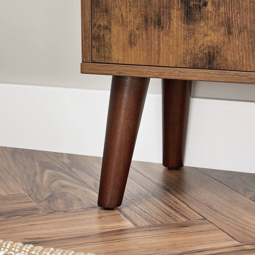 Rustic Bookcase 3 Tier Storage Shelf with Doors for Books, Photos, Decorations in Living Room, Office, Bookcase