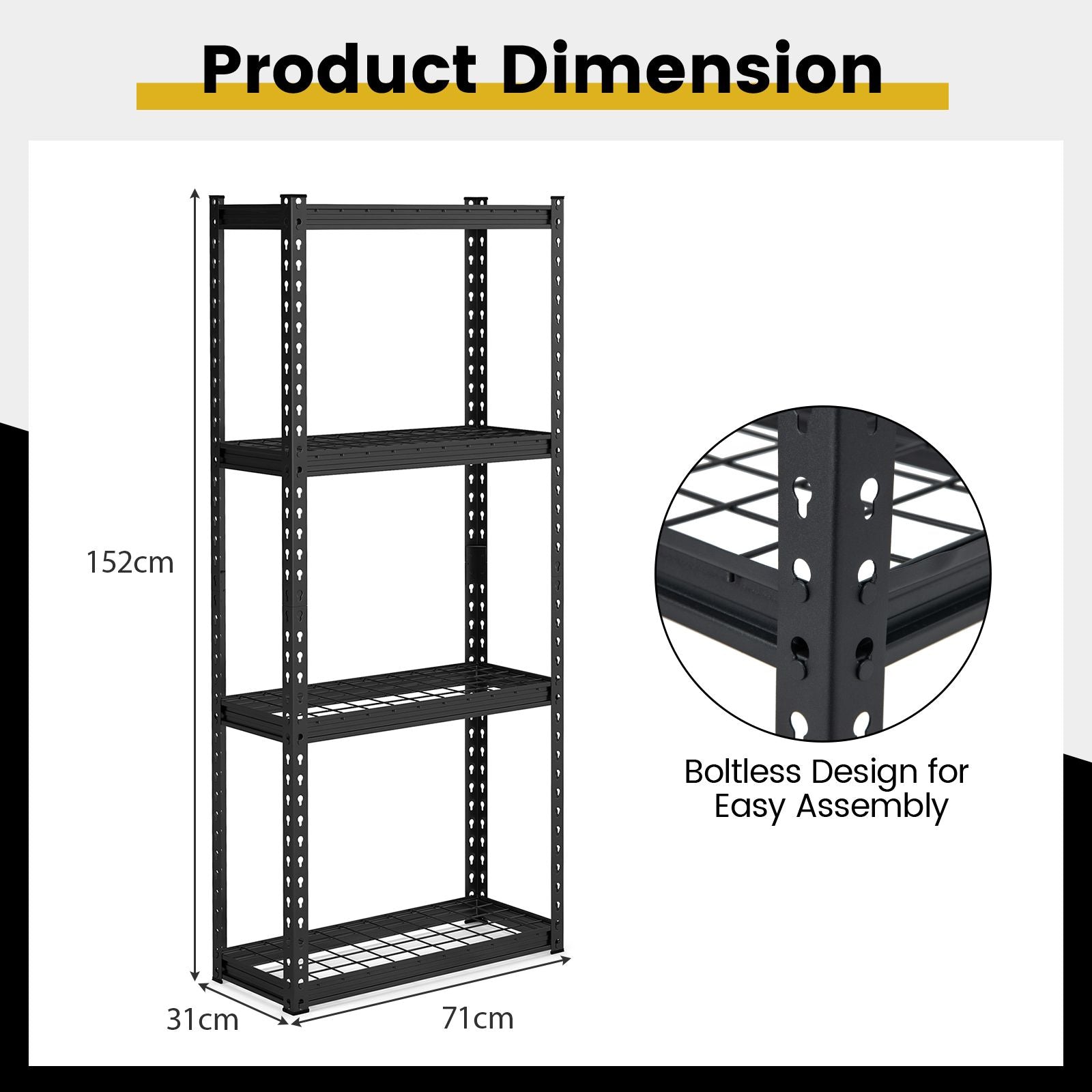 4-Tier Garage Metal Storage Shelves Utility Storage Rack Organizer