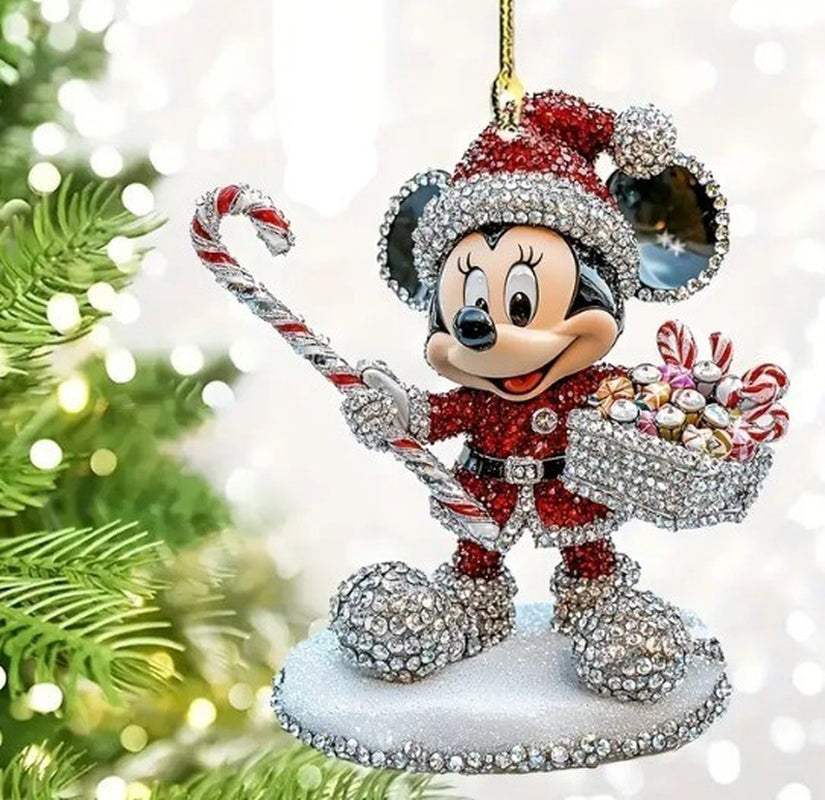 2D Acrylic Christmas Hanging Decoration - Mickey & Candy Cane - New