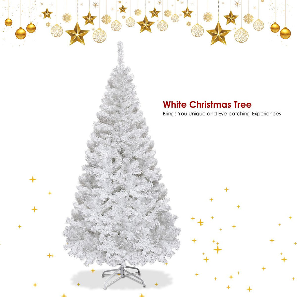 5/6/7/8 Feet White Artificial Christmas Tree with Metal Stand