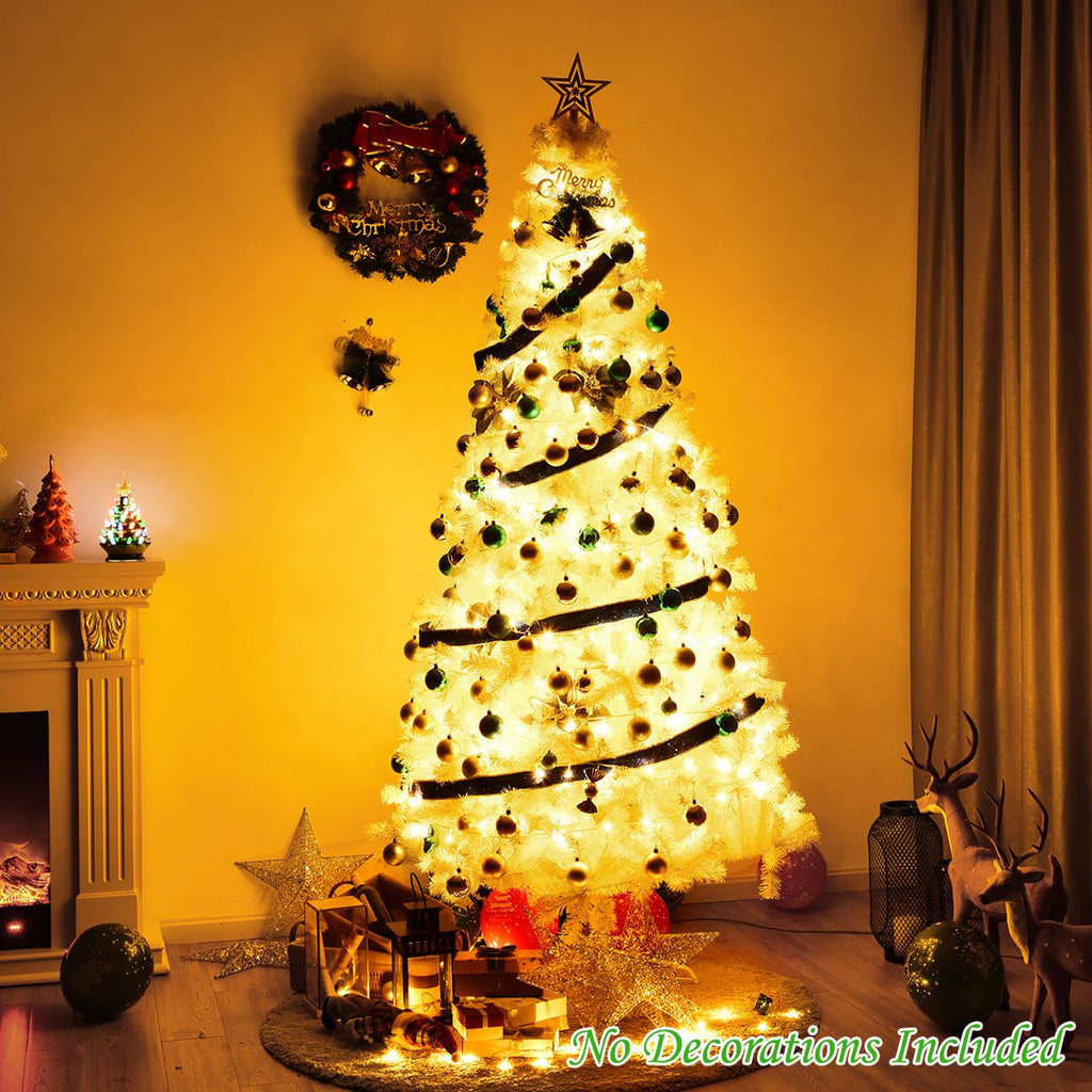 5/6/7/8 Feet White Artificial Christmas Tree with Metal Stand