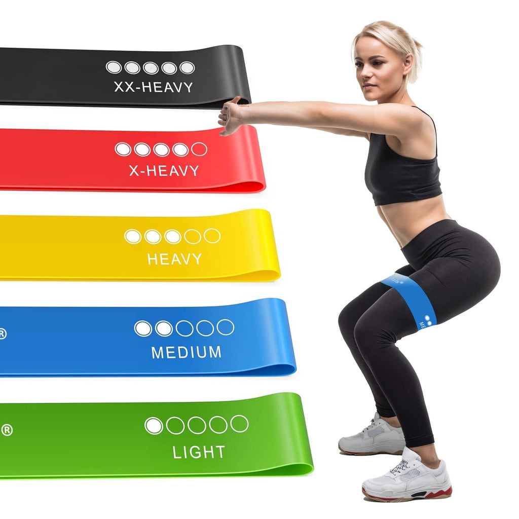 Resistance Bands Exercise Sports Loop Fitness Home Gym Yoga Latex - Set of 5