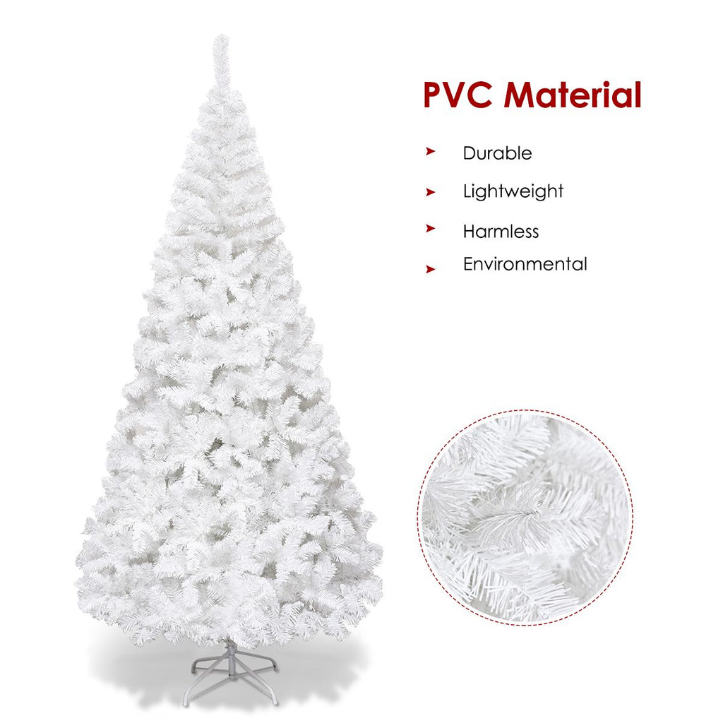 5/6/7/8 Feet White Artificial Christmas Tree with Metal Stand