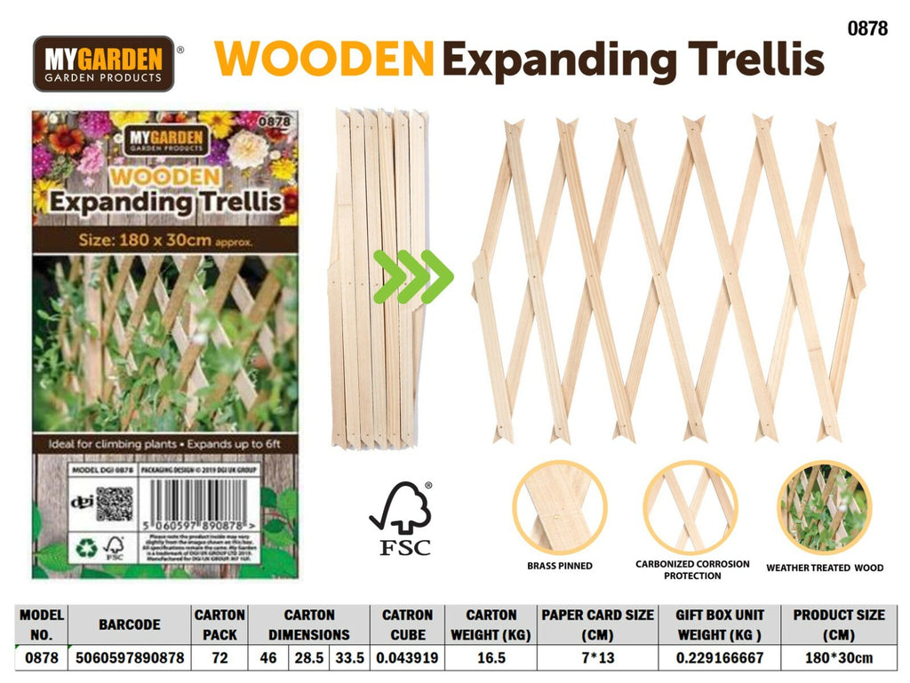 Expanding Natural Wooden Trellis Plants Climbing Panel 180X30 CM