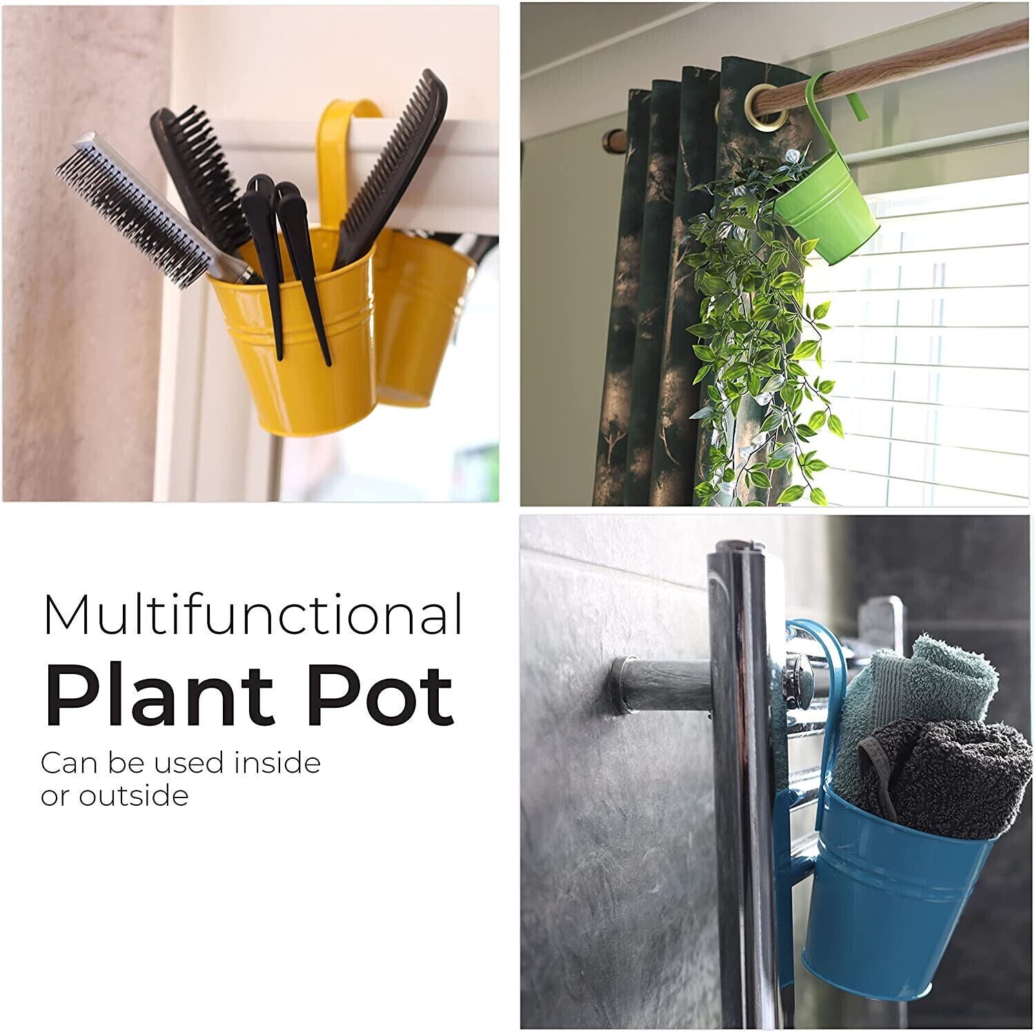 Hanging Metal Flower Pot 10 Pack Bucket Hanging Home Garden Plant and Home Decor