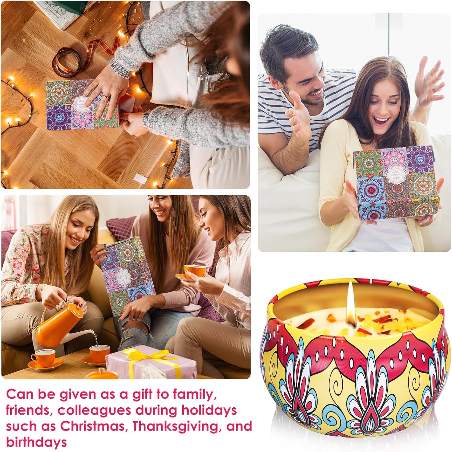 Scented Candles Gifts for Women, Pack of 6 Natural Aromatherapy Candles Set, Candles Gifts for Women, Portable Travel Tin Candles for Stress Relief and Relaxation of the Body for Women Gift