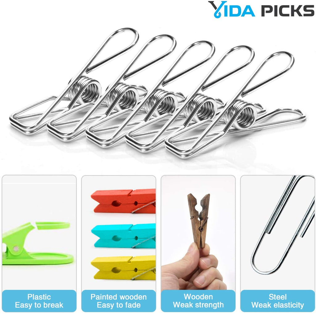 40 Pack Wire Clothes Pins Heavy Duty Outdoor, Stainless Steel Clothespins for Hanging Clothes, Metal Clothes Pegs, Clothing Clips, Laundry Pins 1.8Mm Diameter 6Cm Long