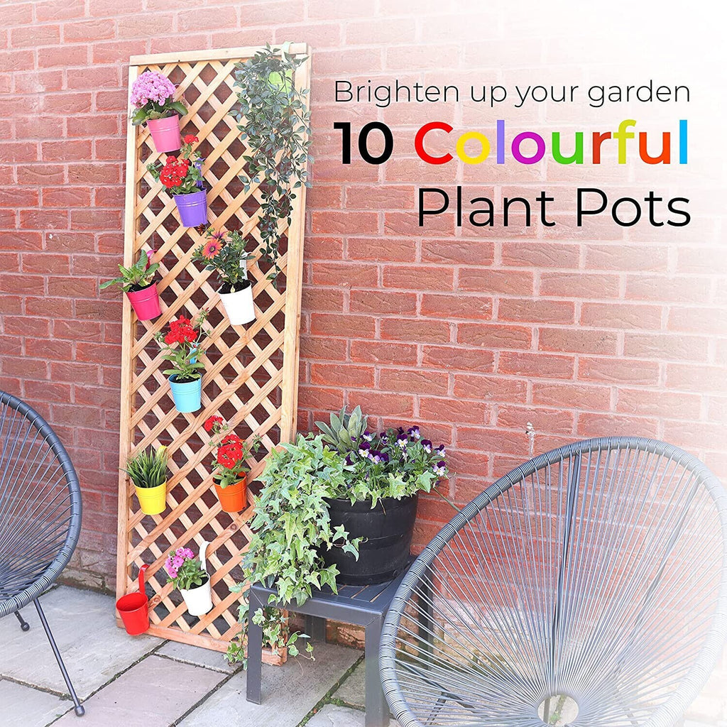 Hanging Metal Flower Pot 10 Pack Bucket Hanging Home Garden Plant and Home Decor